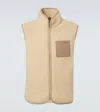 Moncler Leather-trimmed Teddy Vest In Neutral