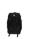 Moncler Leather-trimmed Buckle-fastening Backpack In Black
