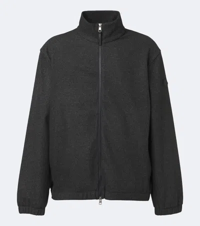 Moncler Leather-trimmed Bomber Jacket In Grey