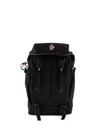 Moncler Leather-trimmed Buckle-fastening Backpack In Black