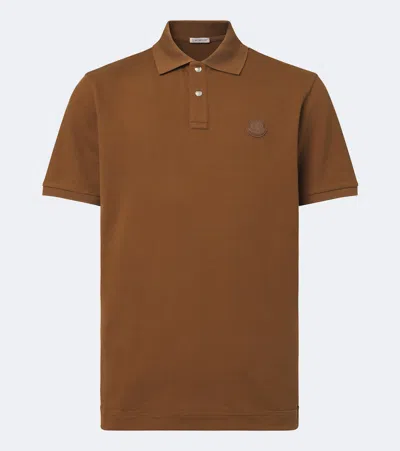 Moncler Logo Patch Cotton Piquet Polo Shirt In Multi