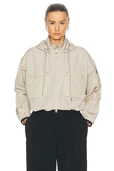 Moncler Leda Short Parka In Beige