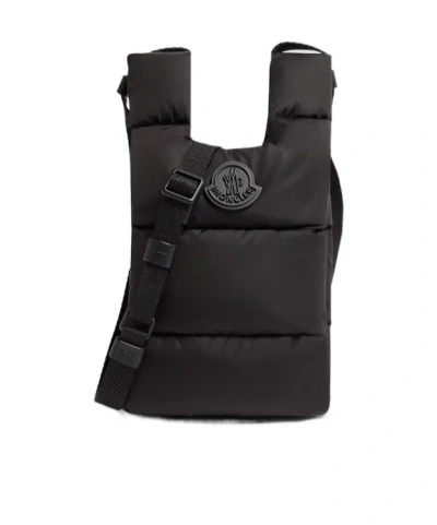 Moncler Legere Logo Patch Quilted Crossbody Bag In Black