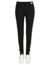 Moncler Black Stretch Fabric Leggings With Logo Patch In Black