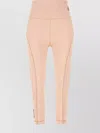 Moncler Leggings Stretch Nylon Contrast Stitching In Neutral