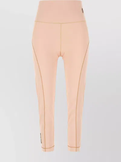 Moncler Leggings Stretch Nylon Contrast Stitching In Neutral