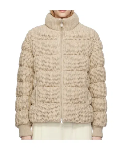Moncler Leiothrix Knitted Down Jacket In Pink