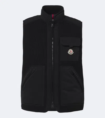 Moncler Lenevra Wool-blend Down Vest In Black