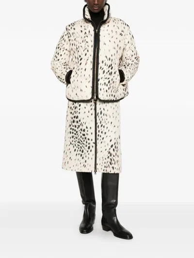 Moncler Leopard-print Zip-front Skirt In Neutral