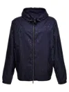 Moncler Reversible Jacket With Patterned Design And Hood In Blue
