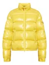 Moncler Levitha Hooded Short Down Jacket In Yellow