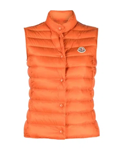 Moncler Liane Puffer Gilet Jacket In Orange