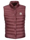 Moncler Liane Logo Down Vest In Bordeaux
