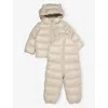 Moncler Light Beige Baby Padded Shell-down Jacket And Overalls Se In White