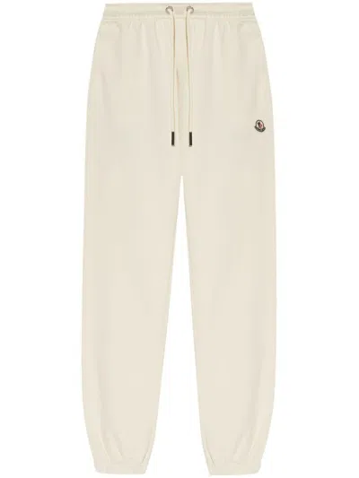 Moncler Light Beige Cotton Sport Trousers With Logo
