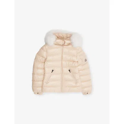 Moncler Kids' Light Beige Detachable-hood Bady Shell-down Jacket 4- In Neutral