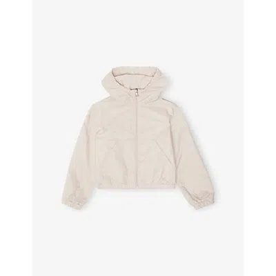 Moncler Kids' Light Beige Saria Hooded Woven Jacket 4-10