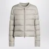 Moncler Light Beige Short Zip-up Puffer Jacket Women In Gray