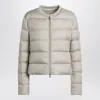 Moncler Light Beige Short Zip-up Puffer Jacket Women In Multi