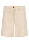 Moncler Stretch Cotton Shorts With Maxi Logo Patch