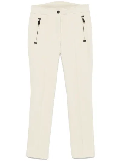 Moncler Light Beige Twill Trousers In Sand