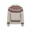 Moncler Jacquard Wool Blend Sweater With Geometric Pattern In Gray