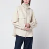 Moncler Light Beige Zip Jacket In Wool Blend In White