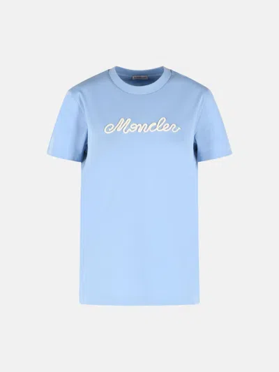 Moncler Light Blue Cotton T-shirt