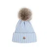 Moncler Ribbed-knit Virgin Wool Beanie In Blue