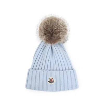 Moncler Ribbed-knit Virgin Wool Beanie In Blue