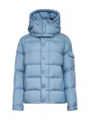 Moncler Light Blue  Maya 70 Hooded Short Down Jacket<br/> In Blue