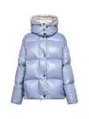 Moncler Light Blue Parana Hooded Short Down Jacket In Blue