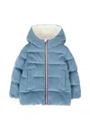 Moncler Light Blue Puki Down Jacket For Baby Boy With Logo In Blue