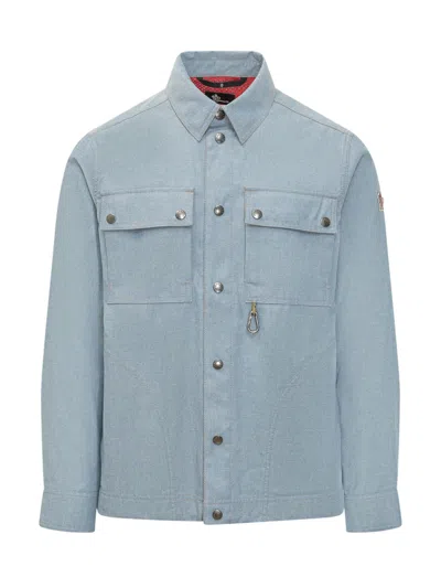 MONCLER MEN LIGHT BLUE REGULAR SOLID SHIRT, L LUXURY SHIRTS FOR MEN DARVEYS