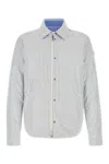 Moncler Cotton Blend Reversible Crescent Down Shirt In Blue