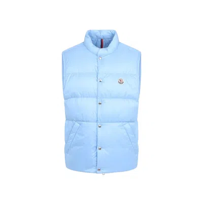 Moncler Light Blue Tuquerouye Down Vest In Transparent