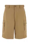 Moncler Cappuccino Stretch Cotton Bermuda Shorts In Brown