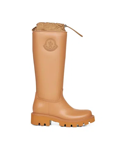 Moncler Light Brown Kickstream High Rain Boots In Sand