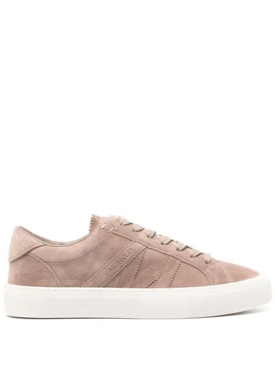 Moncler Monaco Suede Sneakers In Brown