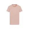 MONCLER LIGHT PINK COTTON T-SHIRT WITH LOGO