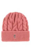 Moncler Light Pink Logo Beanie Hat In Pink