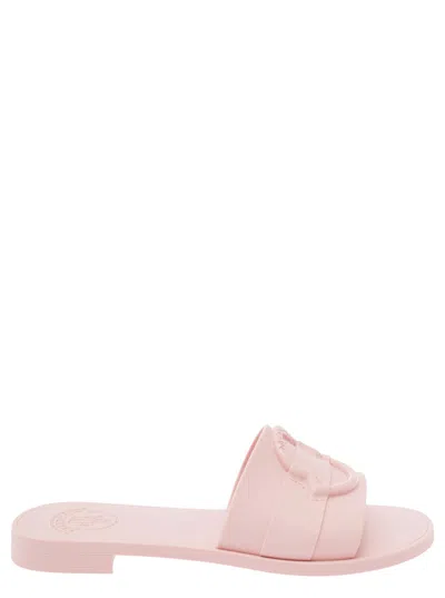 MONCLER LIGHT PINK LOGO SLIP ON FLATS