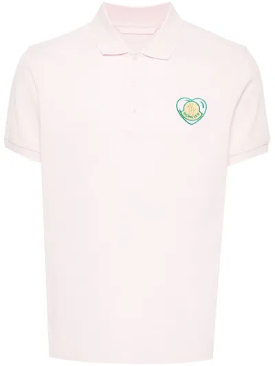 Moncler Light Pink Men's Polo Shirt For The Ss24 Season In Lightpink