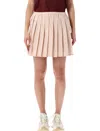 Moncler Checked Pleated Mid Rise Cotton Polyester Skirt In Multi