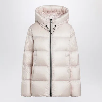 Moncler Light Pink Zip-up Down Jacket In White