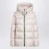 Moncler Hooded Long Puffer Jacket Side Pockets In Pink