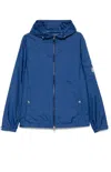 Moncler Lightweight Hooded Jacket With Drawstring In Blue