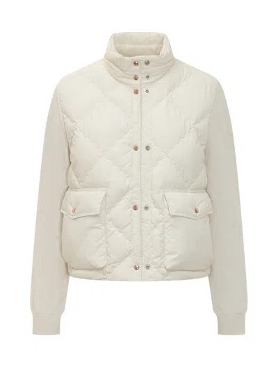 Moncler Lightweight Cardigan With High Neck And Pockets In Gray