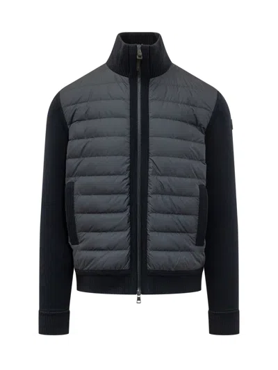 Moncler Lightweight Cardigan With Padded Insert In Blu