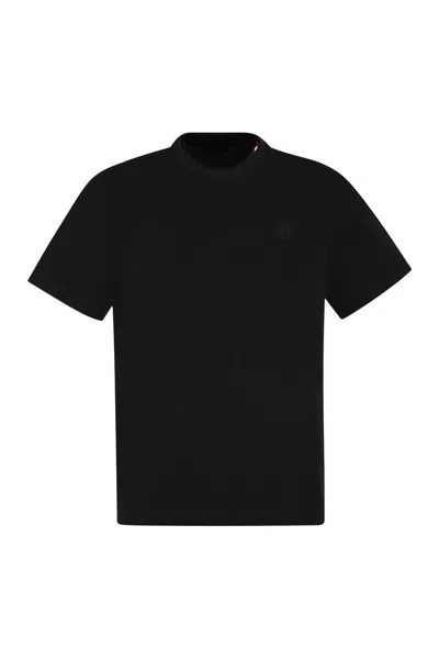 Moncler Soft Cotton Short Sleeve Crew Neck T-shirt In Black